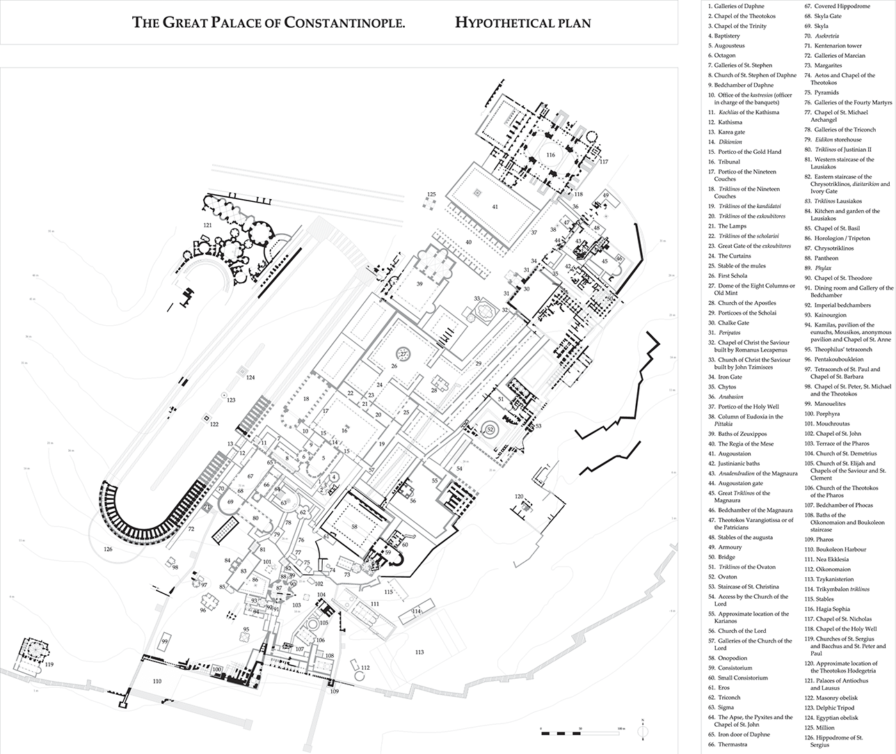 A hypothetical plan of the Great Palace of Constantinople.