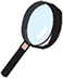 An icon of a magnifying lens with a handle.