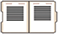 An icon of a double-sided notepad with text lines.
