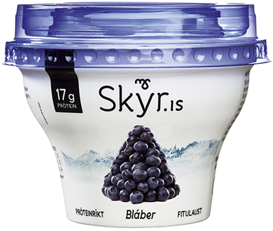 A skyr container from the brand Skyr.is.