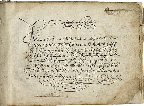 Image showing the upper and lower case letter forms that make up the early modern English secretary hand alphabet.