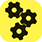 An icon depicting three gears in a system.