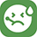 An icon depicting a sick face emoji, with a thermometer in the mouth and a sweat droplet on the forehead.