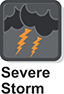 An icon depicting dark clouds with lightning shooting out.