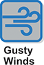 An icon depicting gusts of wind, drawn in a cartoonish manner.