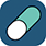 An icon depicting a medicine capsule with two halves.