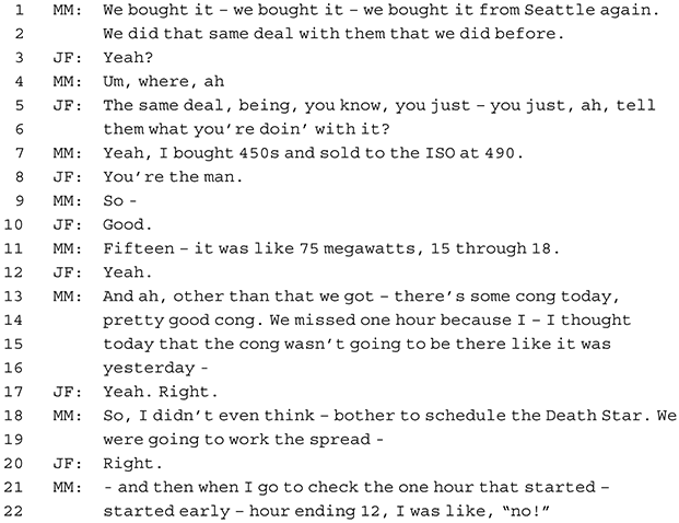 An extract of a phone conversation. See long description.
