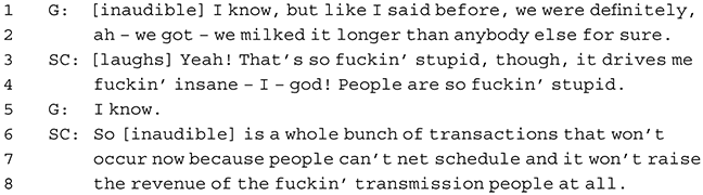 An extract of a phone conversation. See long description.
