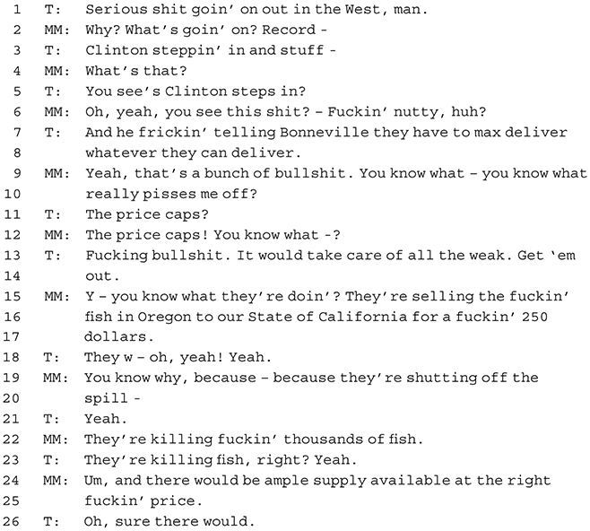 An extract of a phone conversation. See long description.
