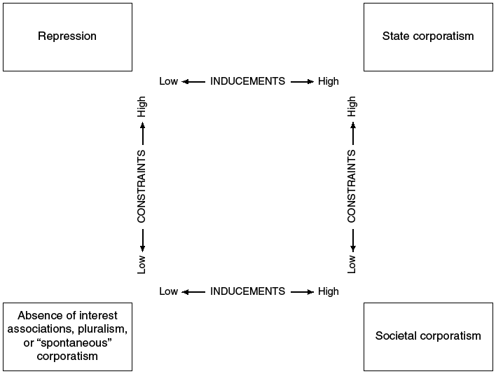 A square diagram depicts a hypothetical link between inducements, constraints, and group representation types.