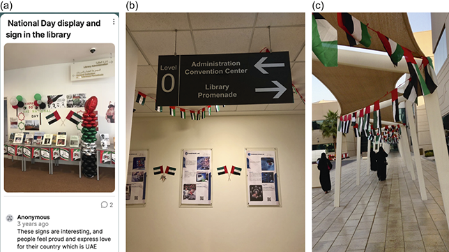 Pictures with flag installations. See long description.