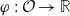phi colon script upper O right arrow double struck upper R