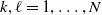 k comma script l equals 1 comma ellipsis comma upper N