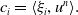 c Subscript i Baseline equals left angle bracket xi Subscript i Baseline comma u Superscript n Baseline right angle bracket period