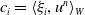 c Subscript i Baseline equals left angle bracket xi Subscript i Baseline comma u Superscript n Baseline right angle bracket Subscript upper W