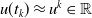 u left parenthesis t Subscript k Baseline right parenthesis almost equals u Superscript k Baseline element of double struck upper R