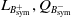upper L Subscript upper B Sub Subscript sym Sub Superscript plus Subscript Baseline comma upper Q Subscript upper B Sub Subscript sym Sub Superscript minus Baseline