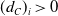 left parenthesis d Subscript upper C Baseline right parenthesis Subscript i Baseline greater than 0