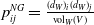 p Subscript i j Superscript upper N upper G Baseline equals StartFraction left parenthesis d Subscript upper W Baseline right parenthesis Subscript i Baseline left parenthesis d Subscript upper W Baseline right parenthesis Subscript j Baseline Over vol Subscript upper W Baseline left parenthesis upper V right parenthesis EndFraction