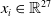 x Subscript i Baseline element of double struck upper R Superscript 27
