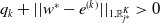 q Subscript k Baseline plus StartAbsoluteValue EndAbsoluteValue w Superscript asterisk Baseline minus e Superscript left parenthesis k right parenthesis Baseline StartAbsoluteValue EndAbsoluteValue Subscript 1 comma double struck upper R Sub Subscript j Sub Sub Superscript asterisk Sub Subscript Sub Superscript upper K Subscript Baseline greater than 0