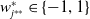 w Subscript j Sub Superscript asterisk asterisk Superscript asterisk Baseline element of StartSet negative 1 comma 1 EndSet