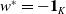 w Superscript asterisk Baseline equals minus bold 1 Subscript upper K