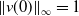 StartMetric v left parenthesis 0 right parenthesis EndMetric Subscript normal infinity Baseline equals 1