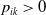 p Subscript i k Baseline greater than 0