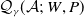 script upper Q Subscript gamma Baseline left parenthesis script upper A semicolon upper W comma upper P right parenthesis