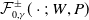 script upper F Subscript 0 comma gamma Superscript plus or minus Baseline left parenthesis dot semicolon upper W comma upper P right parenthesis