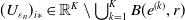 left parenthesis upper U Subscript epsilon Sub Subscript n Subscript Baseline right parenthesis Subscript i asterisk Baseline element of double struck upper R Superscript upper K minus union Underscript k equals 1 Overscript upper K Endscripts upper B left parenthesis e Superscript left parenthesis k right parenthesis Baseline comma r right parenthesis