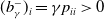 left parenthesis b Subscript gamma Superscript minus Baseline right parenthesis Subscript i Baseline equals gamma p Subscript i i Baseline greater than 0