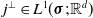 j Superscript up tack Baseline element of upper L Superscript 1 Baseline left parenthesis bold italic sigma semicolon double struck upper R Superscript d Baseline right parenthesis