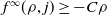 f Superscript normal infinity Baseline left parenthesis rho comma j right parenthesis greater than or equals minus upper C rho