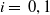 i equals 0 comma 1