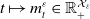 t right arrow from bar m Subscript t Superscript epsilon Baseline element of double struck upper R Subscript plus Superscript script upper X Super Subscript epsilon