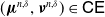 left parenthesis bold italic mu Superscript n comma delta Baseline comma bold italic nu Superscript n comma delta Baseline right parenthesis element of sans serif upper C sans serif upper E