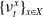 left brace nu Subscript t Superscript x Baseline right brace Subscript x element of upper X