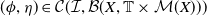 left parenthesis phi comma eta right parenthesis element of script upper C left parenthesis script upper I comma script upper B left parenthesis upper X comma double struck upper T times script upper M left parenthesis upper X right parenthesis right parenthesis right parenthesis