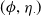 left parenthesis phi comma eta Subscript dot Baseline right parenthesis