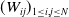 left parenthesis upper W Subscript i j Baseline right parenthesis Subscript 1 less than or equals i comma j less than or equals upper N