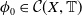 phi 0 element of script upper C left parenthesis upper X comma double struck upper T right parenthesis