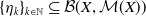 left brace eta Subscript k Baseline right brace Subscript k element of double struck upper N Baseline subset of or equal to script upper B left parenthesis upper X comma script upper M left parenthesis upper X right parenthesis right parenthesis