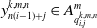 y Subscript n left parenthesis i minus 1 right parenthesis plus j Superscript k comma m comma n Baseline element of upper A Subscript q Sub Subscript i comma j Sub Superscript k comma m comma n Superscript m