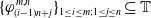 left brace phi Subscript left parenthesis i minus 1 right parenthesis n plus j Superscript m comma n Baseline right brace Subscript 1 less than or equals i less than or equals m semicolon 1 less than or equals j less than or equals n Baseline subset of or equal to double struck upper T