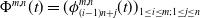 normal upper Phi Superscript m comma n Baseline left parenthesis t right parenthesis equals left parenthesis phi Subscript left parenthesis i minus 1 right parenthesis n plus j Superscript m comma n Baseline left parenthesis t right parenthesis right parenthesis Subscript 1 less than or equals i less than or equals m semicolon 1 less than or equals j less than or equals n