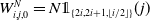 upper W Subscript i comma j comma 0 Superscript upper N Baseline equals upper N double struck 1 Subscript StartSet 2 i comma 2 i plus 1 comma left floor i divided by 2 right floor EndSet Baseline left parenthesis j right parenthesis