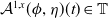 script upper A Superscript 1 comma x Baseline left parenthesis phi comma eta right parenthesis left parenthesis t right parenthesis element of double struck upper T