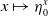 x right arrow from bar eta 0 Superscript x